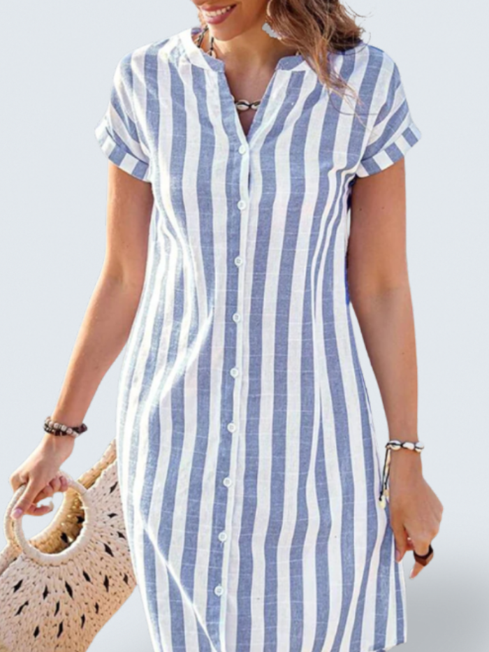 Toronto Couture™ | Elegant Striped Shirt Dress