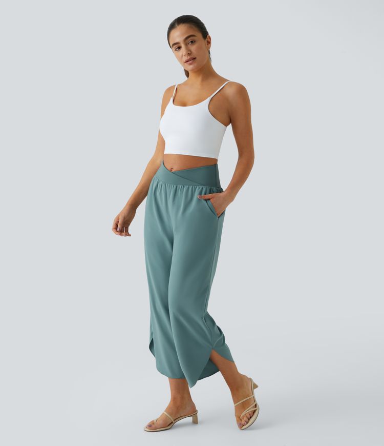 Maison™ | High Waisted Crossover Side Pocket Split Quick Dry Resort Pants