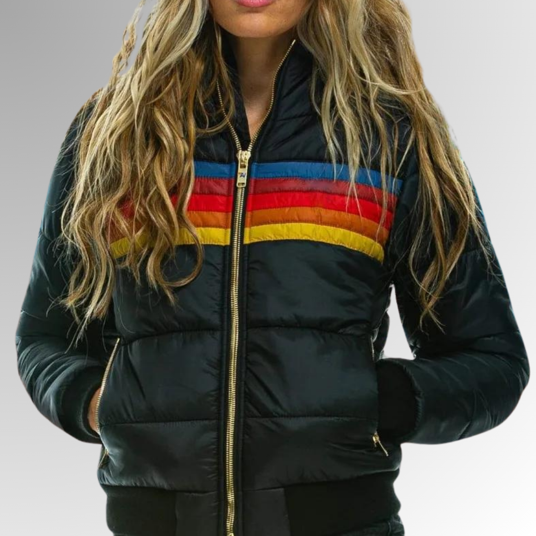 Katrina | Zip-Up Jacket with Rainbow Stripes