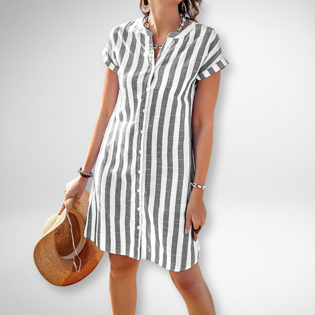 Toronto Couture™ | Elegant Striped Shirt Dress