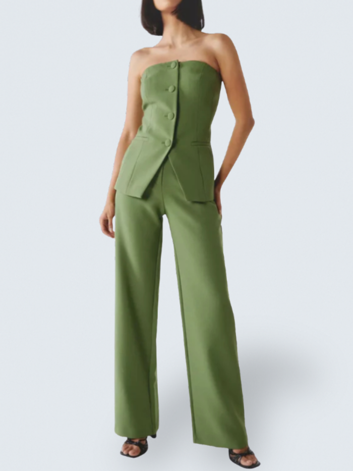 Maison™ | Strapless Button-Down Jumpsuit