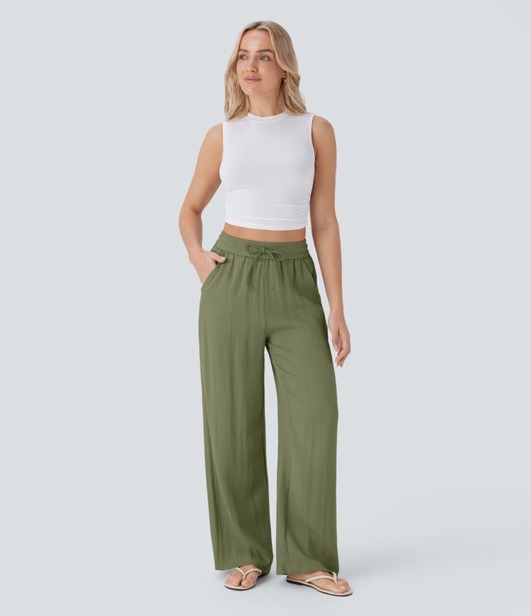Maison™ | High Waisted Drawstring Pocket Wide Leg