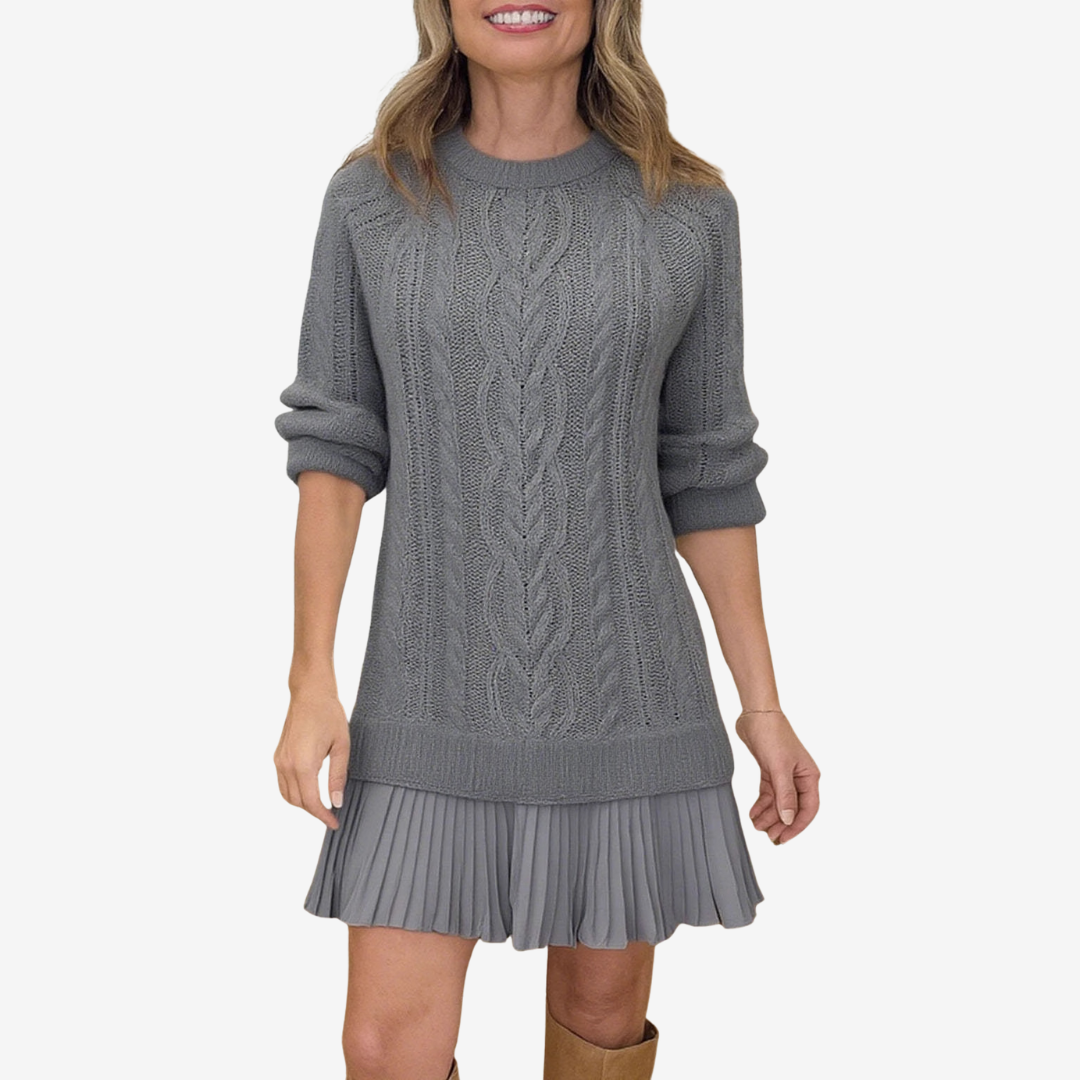 Zorina - Knit Sweater Dress with Pleated Skirt