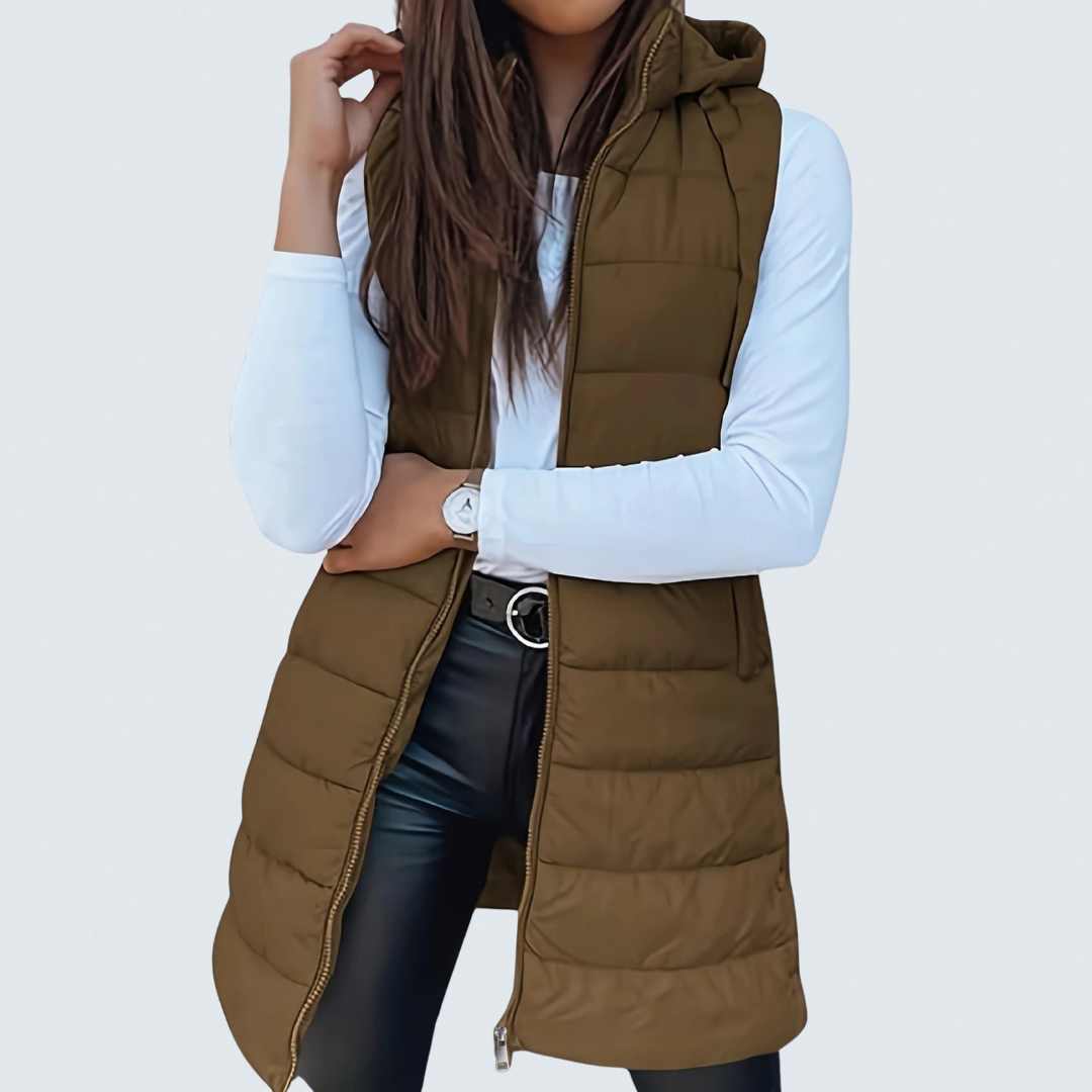 RAIN™ | Casual Sleeveless Hood Long Puffer Vest