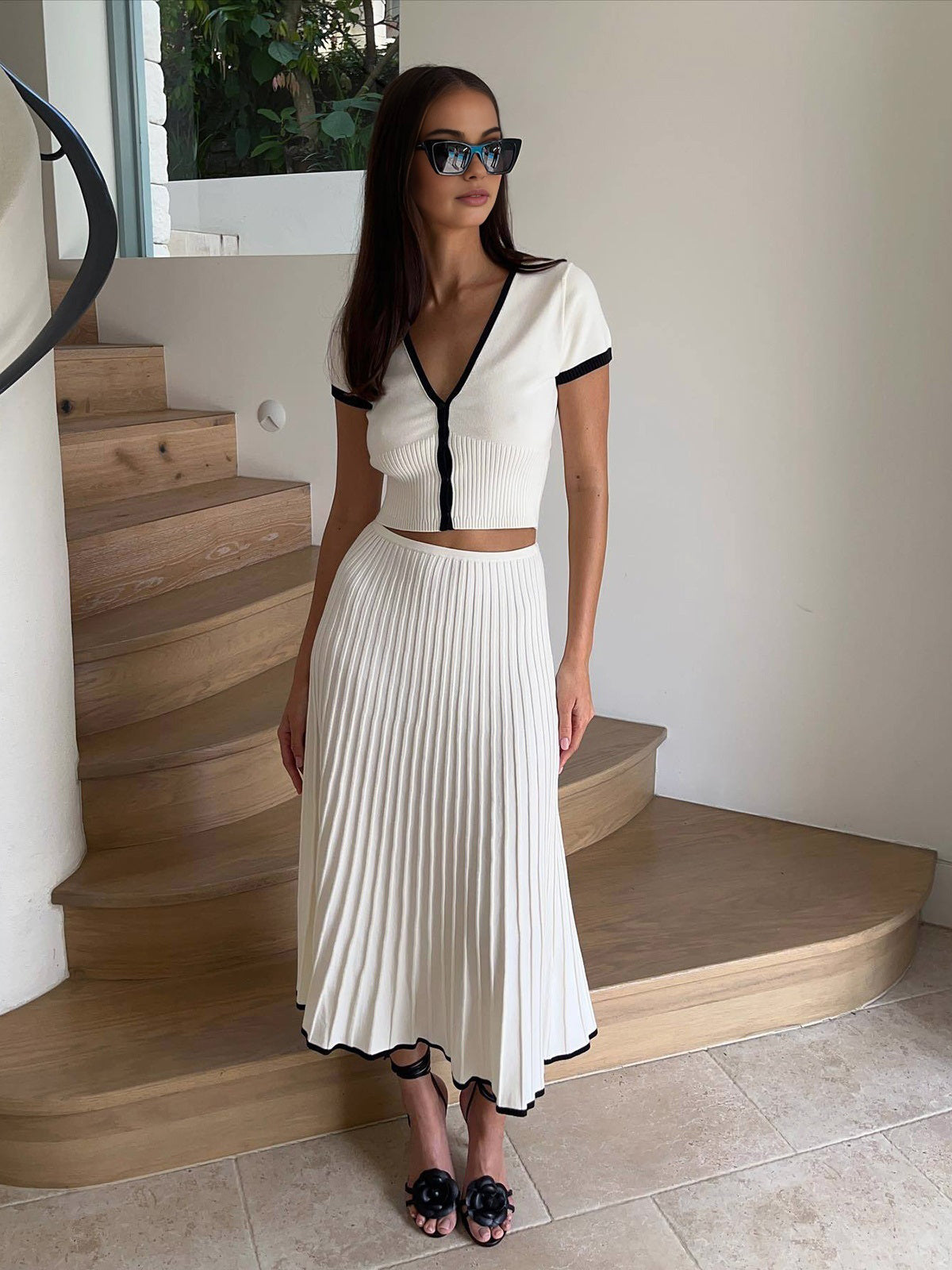 Maison™ | Minimalism Contrast Trim Skirt Set