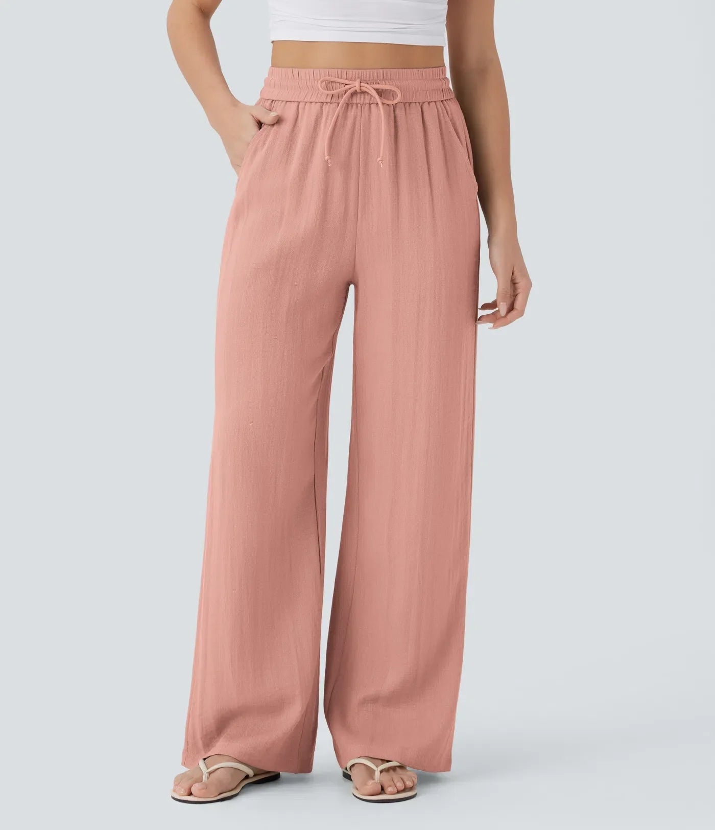 Maison™ | High Waisted Drawstring Pocket Wide Leg
