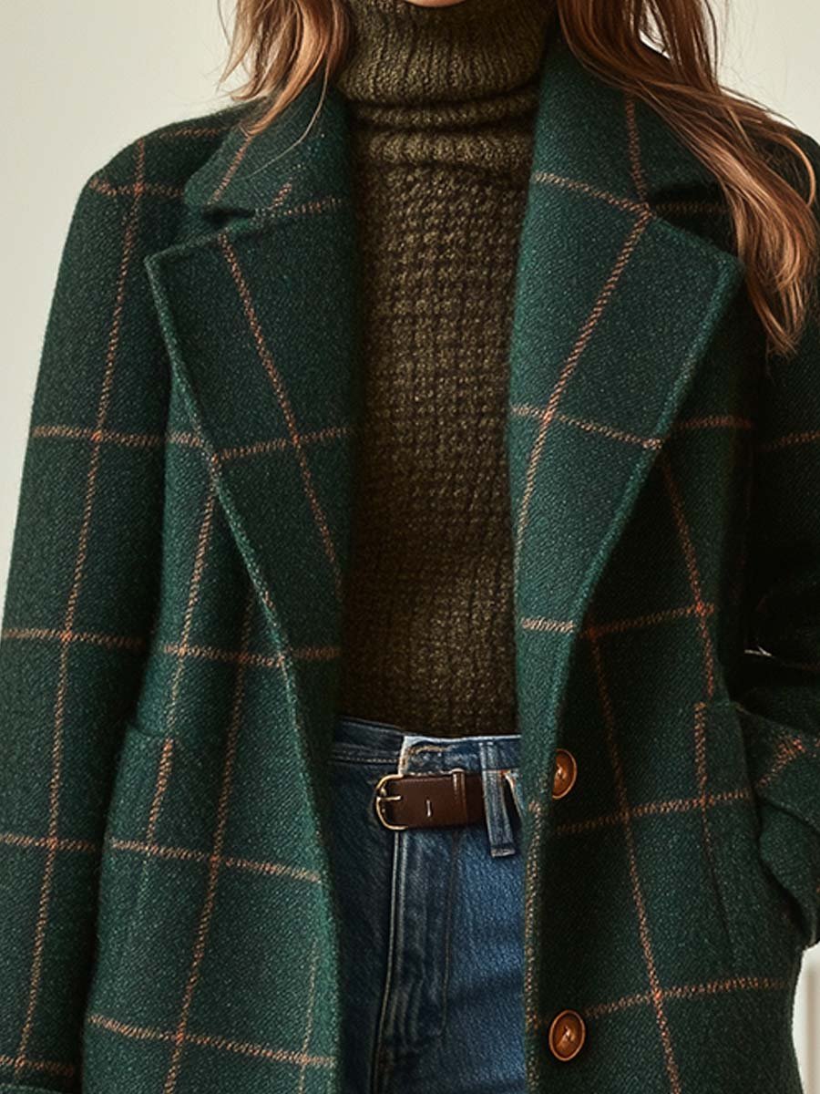 Kaitlyn™ – Retro Plaid Coat for Timeless Elegance