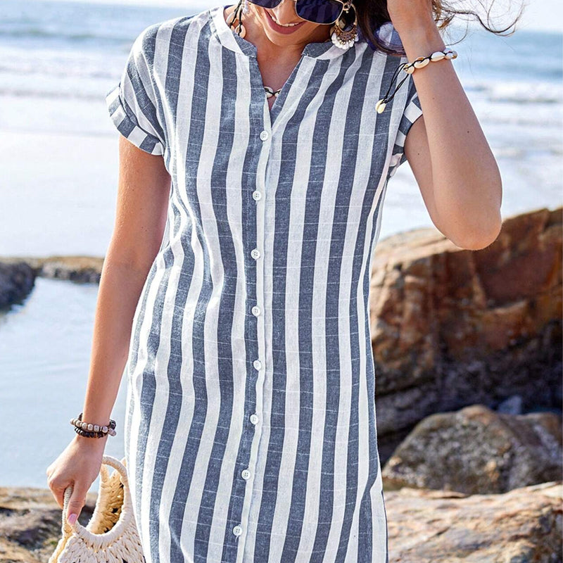 Toronto Couture™ | Elegant Striped Shirt Dress