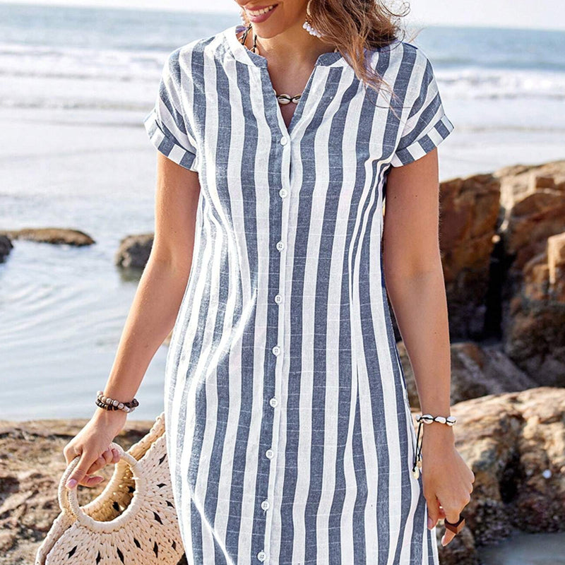 Toronto Couture™ | Elegant Striped Shirt Dress