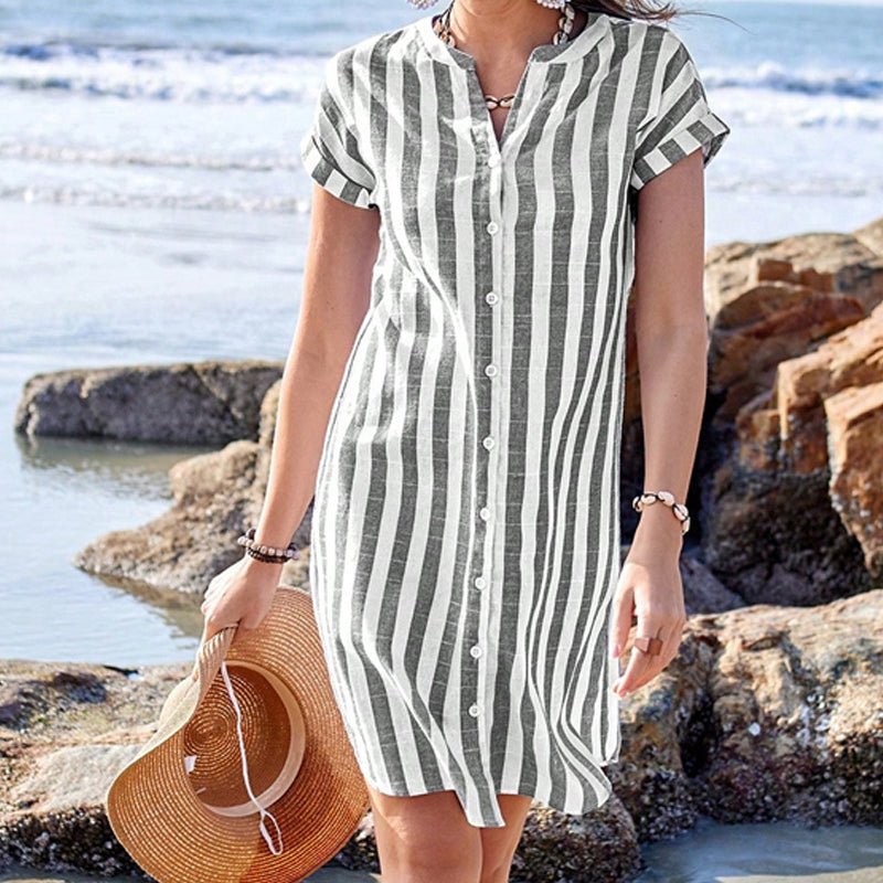 Toronto Couture™ | Elegant Striped Shirt Dress