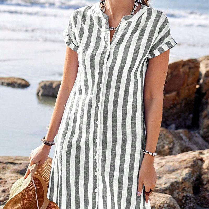 Toronto Couture™ | Elegant Striped Shirt Dress