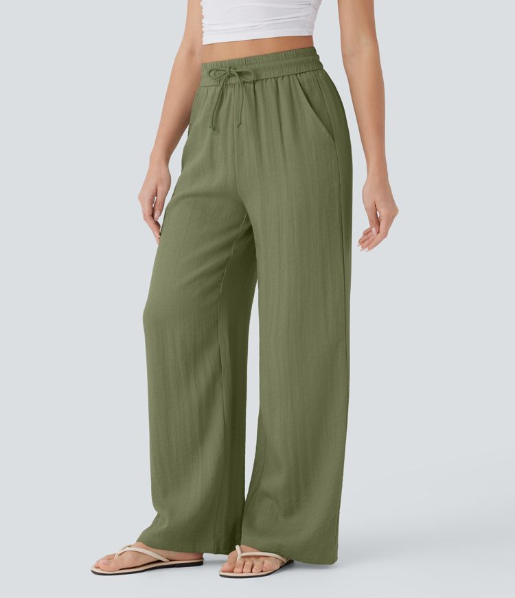 Maison™ | High Waisted Drawstring Pocket Wide Leg