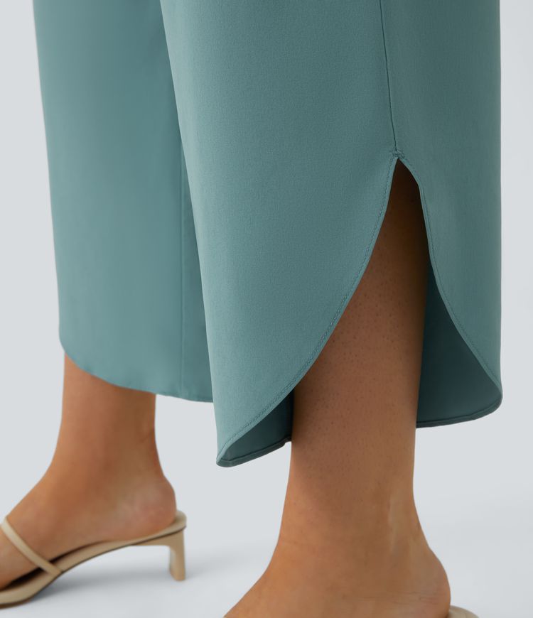 Maison™ | High Waisted Crossover Side Pocket Split Quick Dry Resort Pants