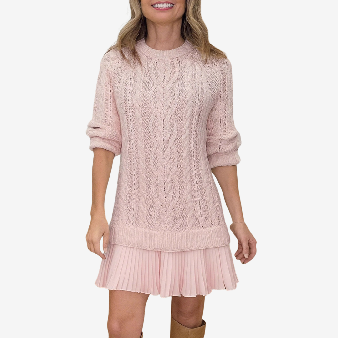 Zorina - Knit Sweater Dress with Pleated Skirt