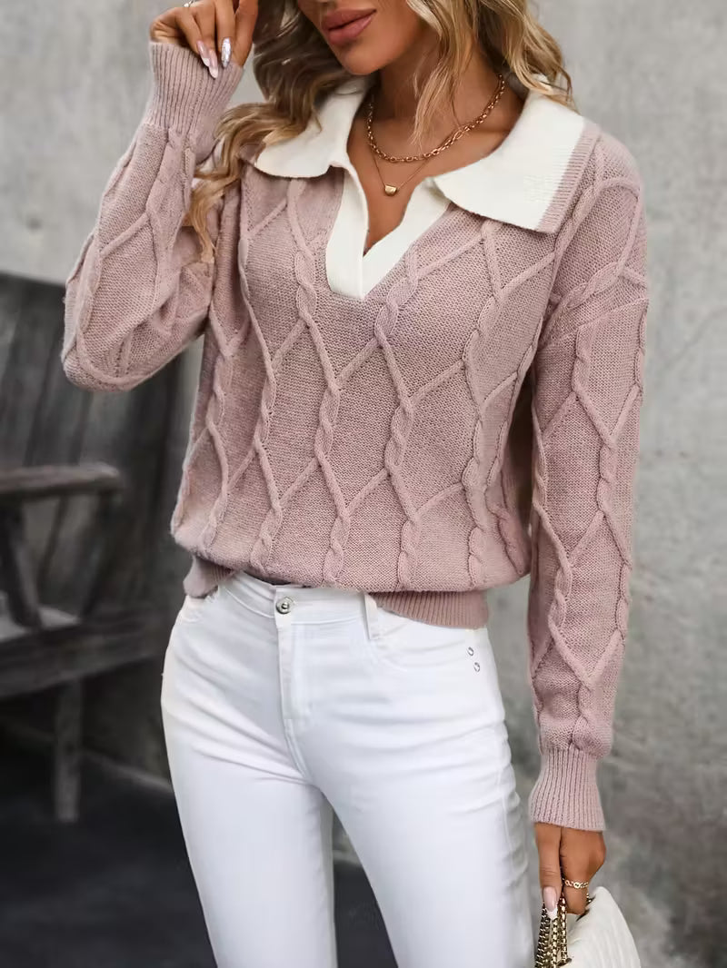 Mahalia - Cable Knit Collared Sweater