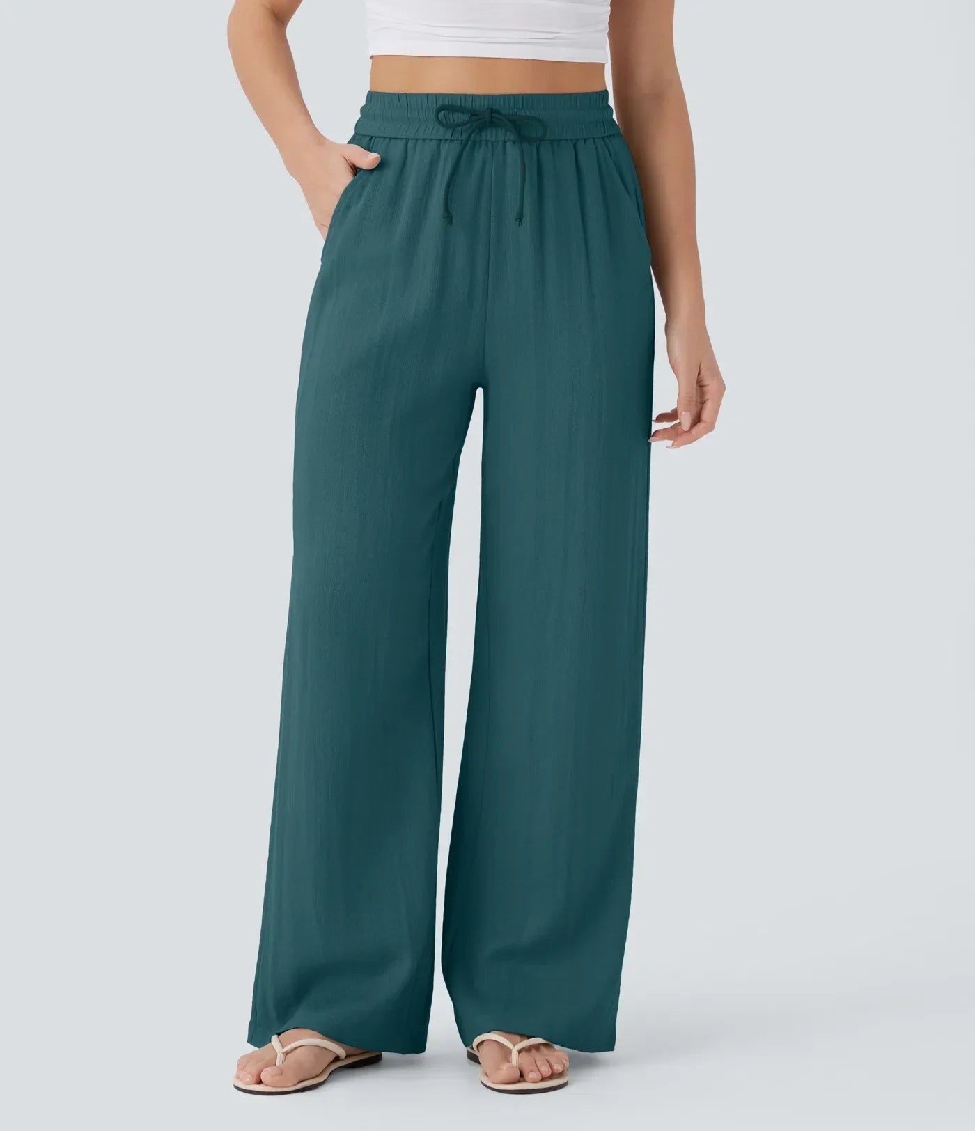 Maison™ | High Waisted Drawstring Pocket Wide Leg