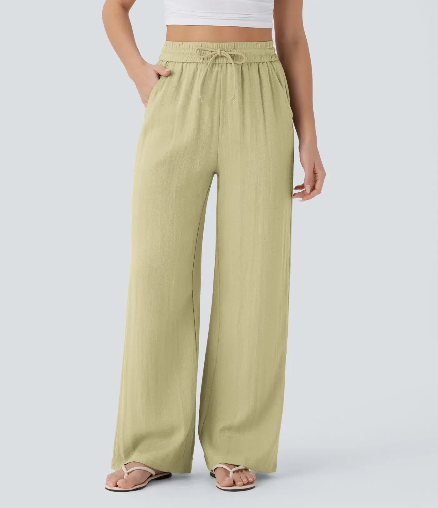 Maison™ | High Waisted Drawstring Pocket Wide Leg