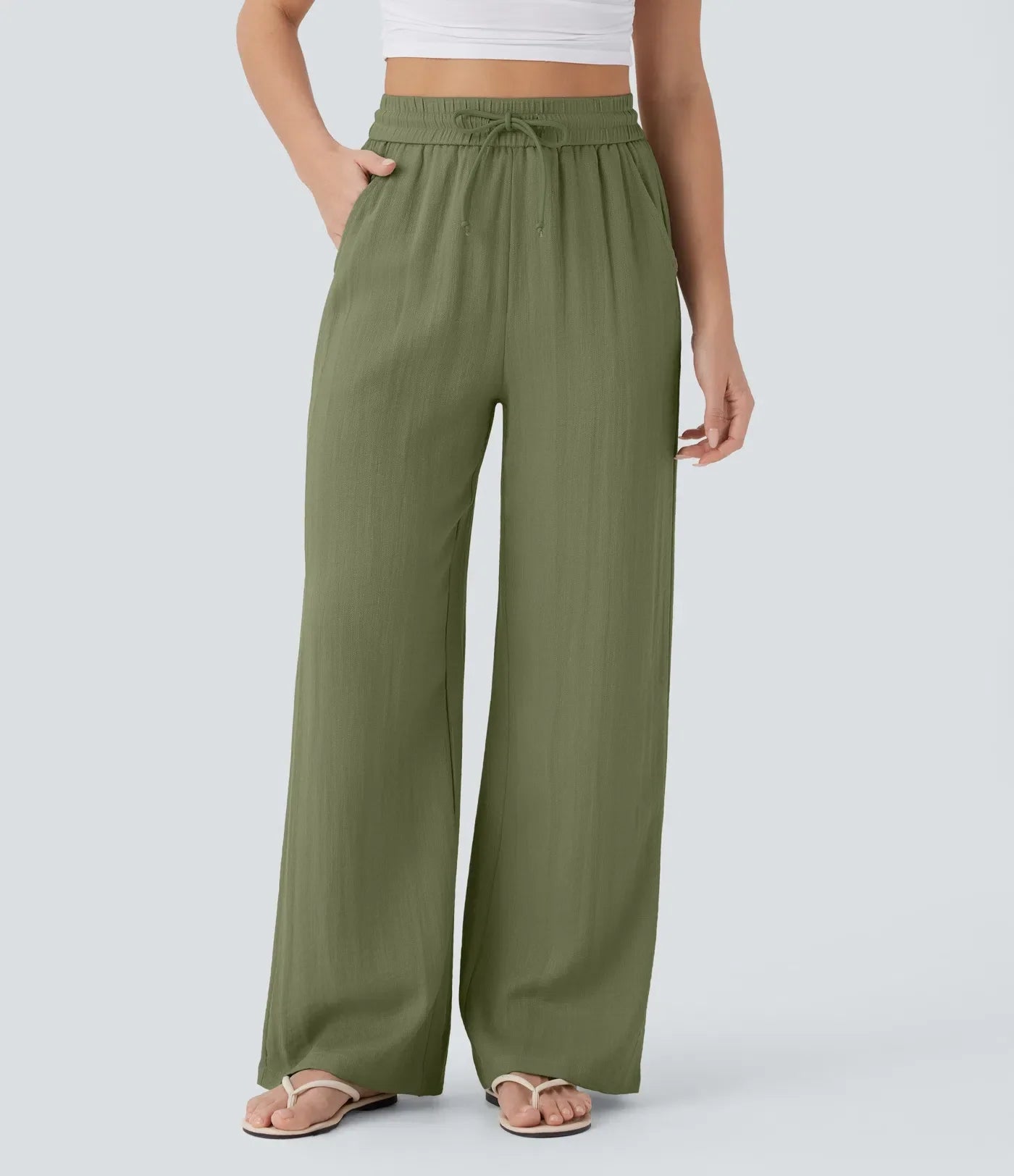 Maison™ | High Waisted Drawstring Pocket Wide Leg