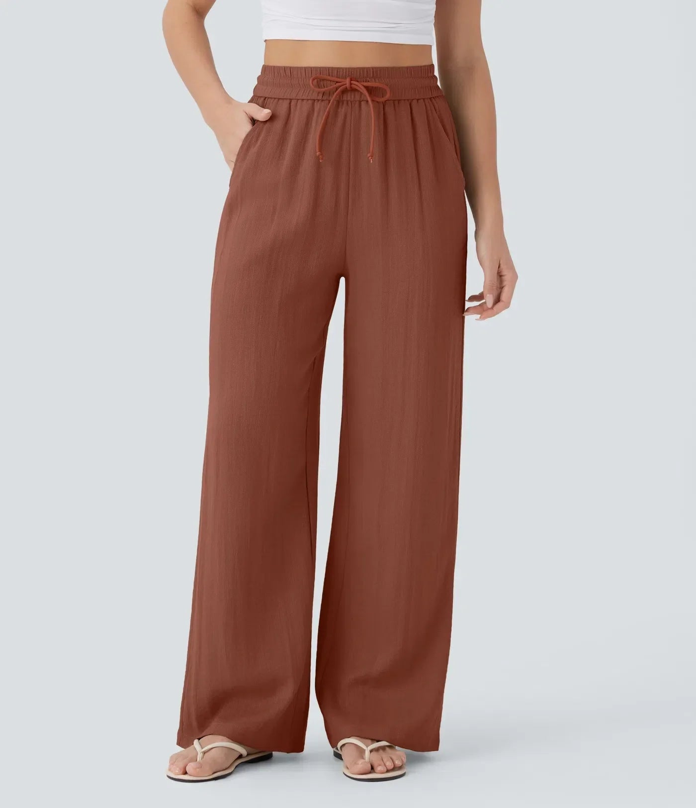 Maison™ | High Waisted Drawstring Pocket Wide Leg