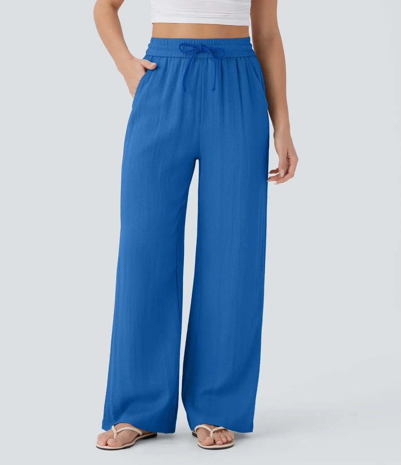 Maison™ | High Waisted Drawstring Pocket Wide Leg